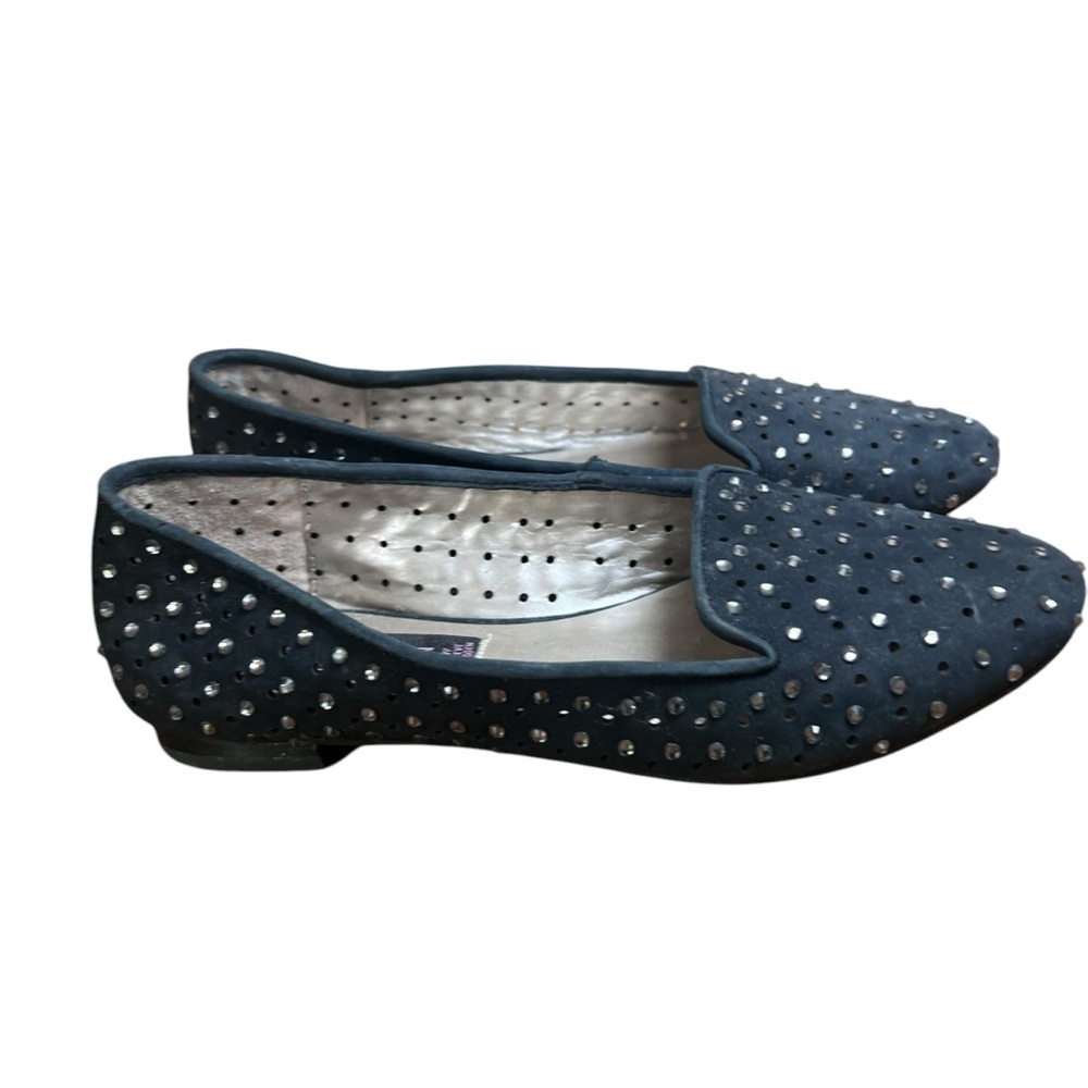 Y2K Steven by Steve Madden Karry Slip-on Rhinestone Loafers Flats Leather Sz 6.5